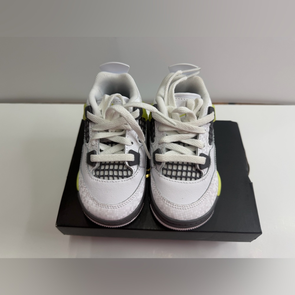 Jordan 4 Retro TD White Lemon Twist Leather Baby Sneakers 6C